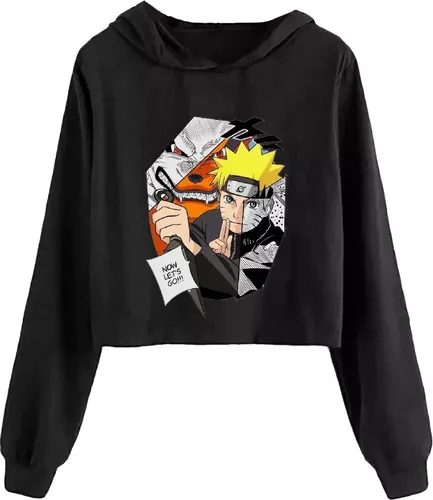 Cropped feminino moletom Anime naruto desenho série de mangá blusa de frio  feminina