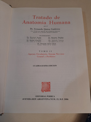 Anatomía Humana Tomo Ii - Dr. Fernando Quiroz Gutiérrez (Usado)