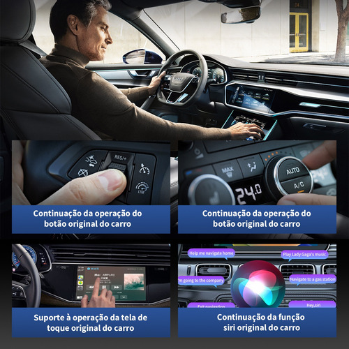 Carplay Sem Fio Mini - Conexão Estável, Siri & Mapas Online