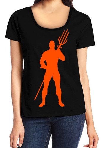 Remeras Aquaman Mujer Silueta Naranja Comic Superheroe