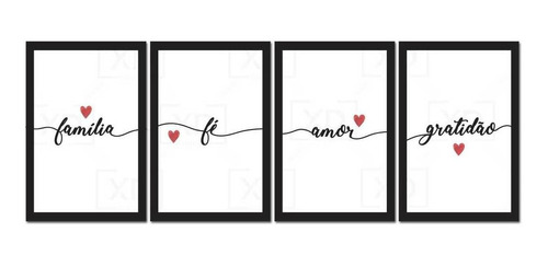 Kit De Placas Quadros Religiosos Família Fé Amor E Gratidão