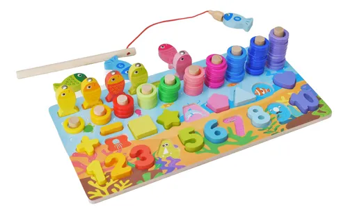 Juego De Pesca Magnético Y Encaje De Madera Para Niños