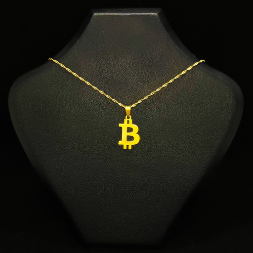 Cadena Y Dije Bitcoin Oro 18k Oro 18k 50 Cm