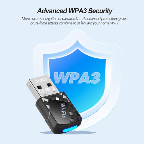 Ax900mbps Adaptador Usb Wifi 6 Para Pc, 2 En 1 Bluetooth 5.4 Wifi Adaptador 2.4g/5g Transceptor De Red Inalámbrico De Doble Banda Para Portátil, Computadora, Wpa3, Compatible Con Windows 11/10