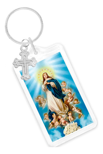 20 Llaveros Virgen Inmaculada Concepcion Fe Acrilico Dije Cr Agua