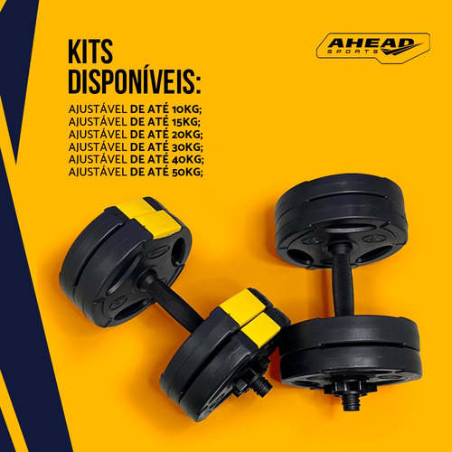 Kit Halteres Peso Musculação Ajustável Halter Até 30kg Cor Preto