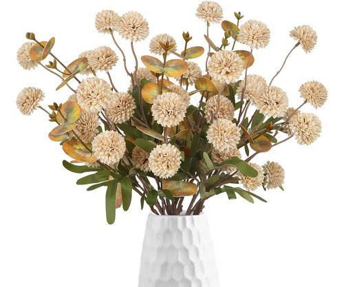 Ramo De 8 Tallos De Flores De Kiku Falsas Con 3 Tallos De Eu