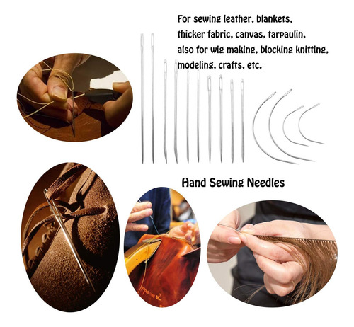 Juego De 20 Agujas De Coser Mano + Hilo De Tapicería +...