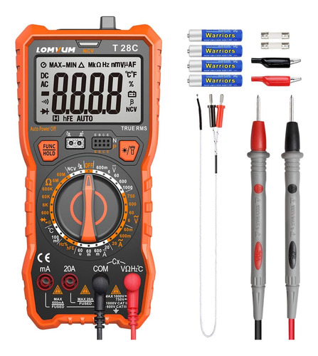 Multímetro Digital Lomvum T28c 6000 Cuentas, Con Pantalla Lc