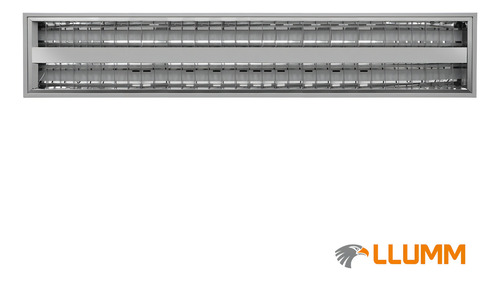 Kit 2 Un Luminária Aletada 120cm Calha Comercial Sobrepor P/2 Lâmpadas T5 2x28w Tubular 1.2m Llumm
