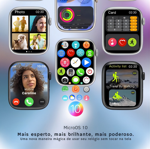 Smartwatch W59+ Amoled 1gb C/ Chatgpt - Microwear Série 9 Preto
