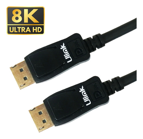Cable Display Port 1,8 Metros, 8k V1.4, Negro.
