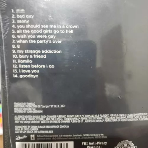 Cd Billie Eilish When We All Fall Asleep - Importado Lacrado