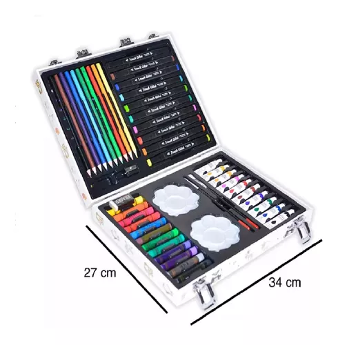 Set Arte Estuche Colores Crayones Plumones Acuarelas 50 Pzs