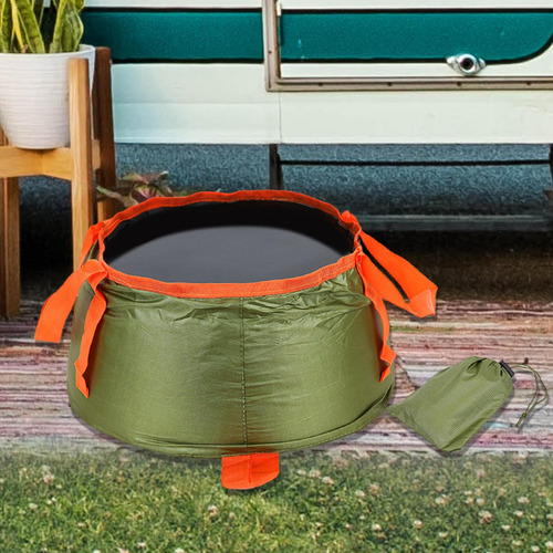 Cubo Plegable Camping Plegable Con Bolsa De Verde
