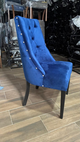 Silla Para Comedor Modelo Sofia Lisa Nogal Natural Chcolate Azul