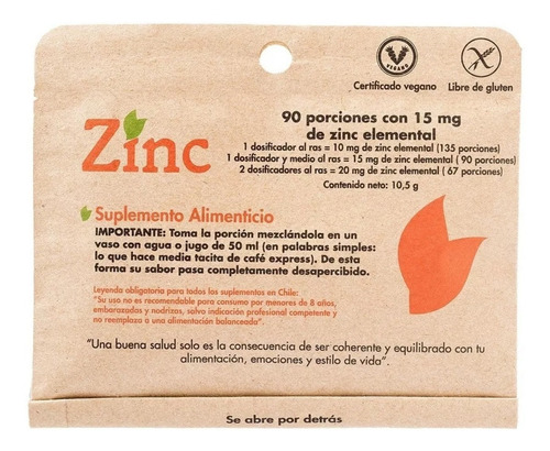 Zinc Dulzura (90 Porciones Con 15 Mg