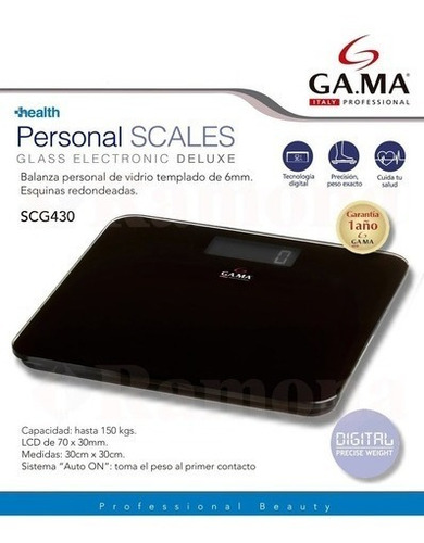 Imagen 2 de 6 de Balanza digital GA.MA Italy SCG 430 negra, hasta 150 kg