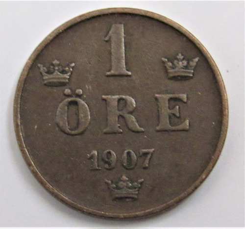 Moneda Suecia 1 Ore 1907 (c85)