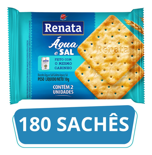 Biscoito Água E Sal Renata - Caixa Com 180 Sachês