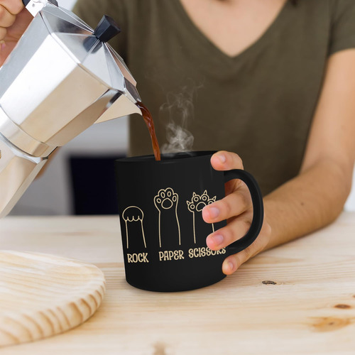 Tazas De Café Negras Con Forma De Pata De Gato, Tazas De Caf