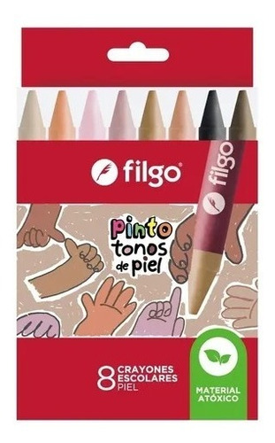 Pack X3 Crayones 8 Colores Filgo Pinto Tonos De Piel Cera 