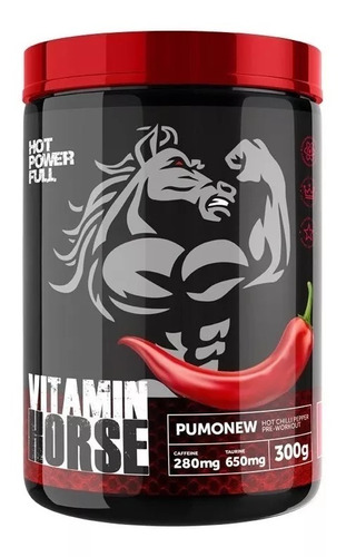 Suplemento Em Pó Vitamin Horse Pré Treino Sabor Limão Em Pote De 300ml