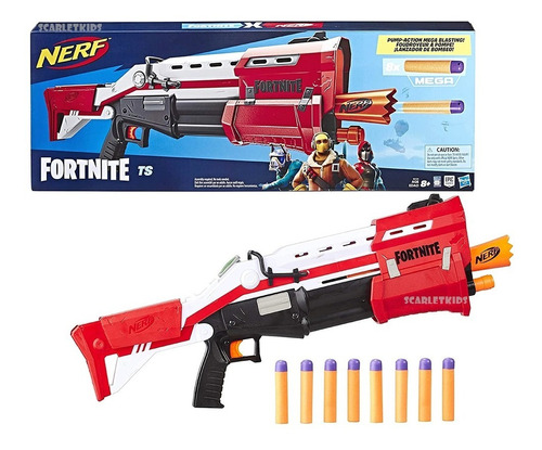 Fortnite Rifle Ts Nerf + 8 Dardos Mega Hasbro Orig Scarlet