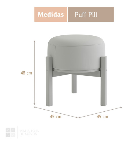 Puff Decorativo Multifuncional Com Mesa Pill Linho Cru