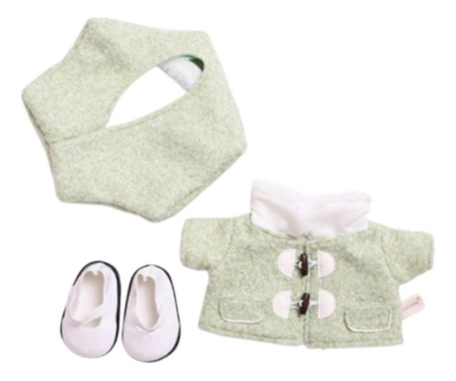 Abrigo De Muñeca De Felpa, Sombreros Y Zapatos, Verde