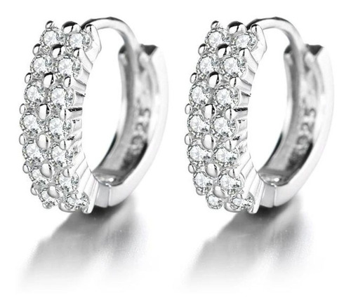 Aros Plata Tipo Diamantes Mujer Argollas Pequeña + Empaque