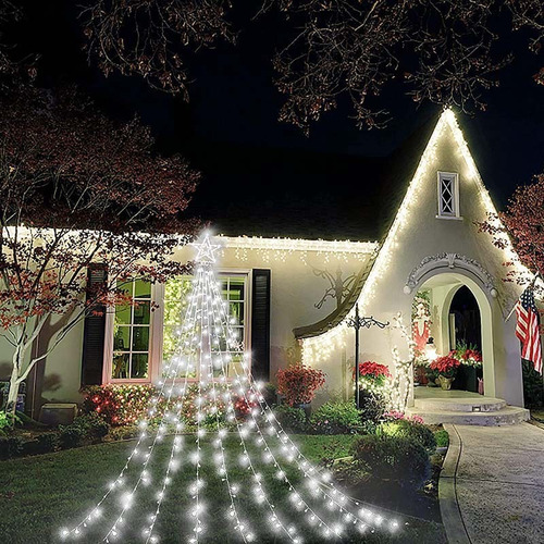 Luces De Cadena De Estrellas De Navidad Cascada Con Energía