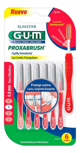 Cepillo Interdental Gum Proxabrush 1314 Fino 6 antibacterial