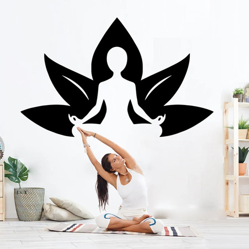 Vinilo Decorativo Yoga Flor De Loto Modelo 6 100x60cm