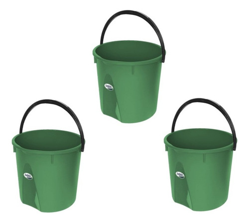 3 Pack Cubeta Rígida 13l Color Verde