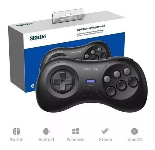 Controle Joystick Sem Fio 8bitdo M30 Bluetooth Preto Preto