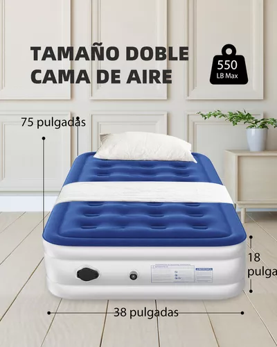 Colchón de aire de tamaño individual con bomba integrada, cama inflable  elevada de 18 pulgadas de inflado/desinflado rápido, colchones inflables