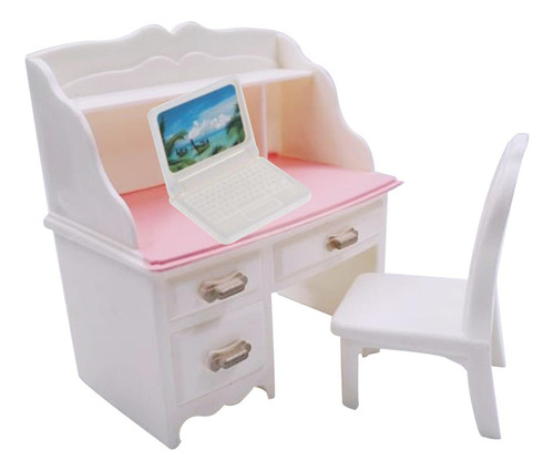 Juego De Silla De Escritorio En Con Portátil Blanco