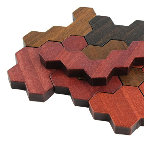 Nuevo Madera Hexagonal Tangram Puzle 3d Color Madera Color