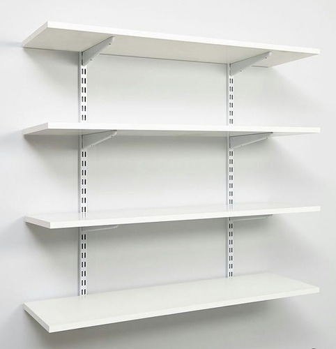 Imagen 4 de 10 de Kit 7 Rieles De 2m + 42 Ménsulas De 37cm Blancas Reforzadas