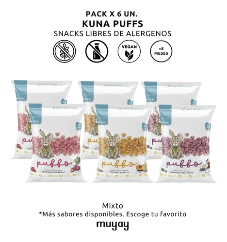 Puffs Sin Gluten Mix 3 Sabores - Kuna Foods (apto +8 Meses)