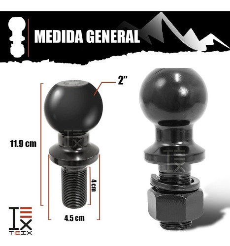 Imagen 4 de 6 de Bola Negra Cople Tiron Remolque 2 Pulgadas Arrastre 6000 Lbs