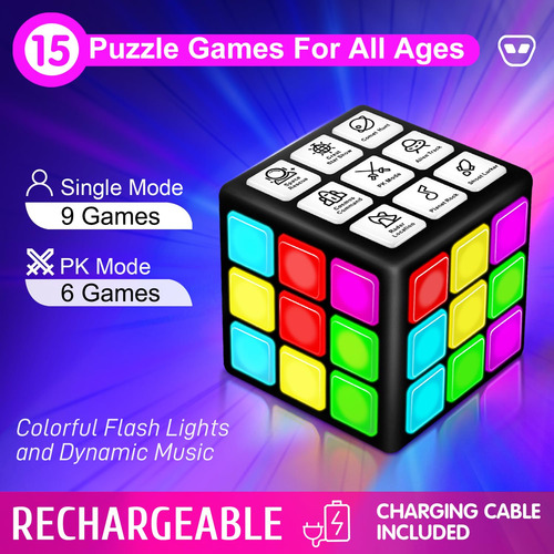 Cubeta De Mano Recargable 15 Juegos Cerebro Y Memoria Niños