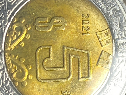 Moneda Del  2021 5 Pesos Nuevo Con Error De Acunacion #27