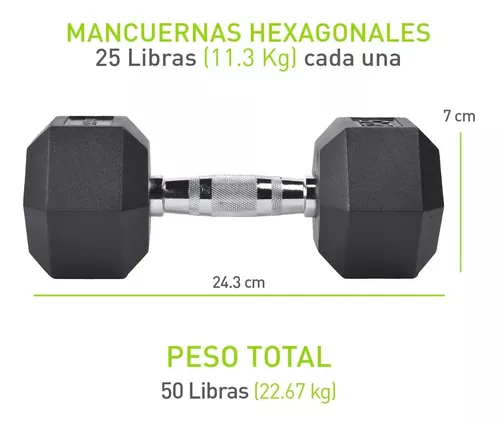 Par De Mancuernas Hexagonales De 25 Lbs - Import Fitness
