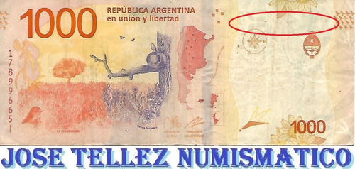 Hornero 1000 Pesos Error Falta Numero Horizontal Bue Palermo