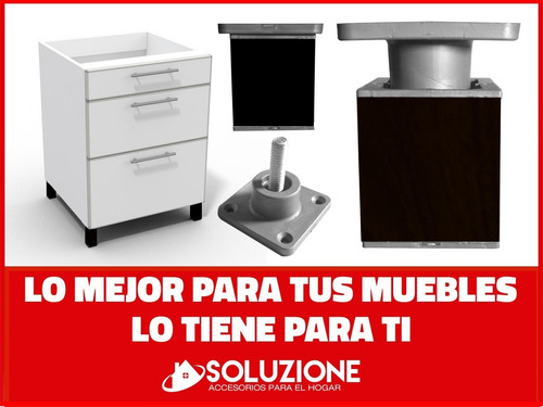 Imagen 7 de 10 de Pata Aluminio Cuadrada Negras Regulable 50mm X 4 Unidades