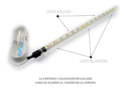 Lámpara Led Bicolor Sumergible Blanco/azul Acuario 110cms. (Usado)