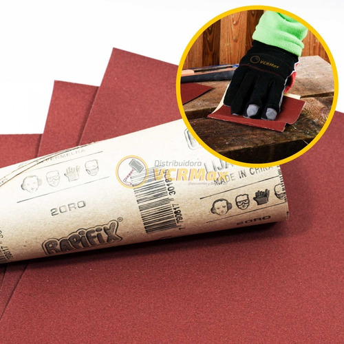 Imagen 5 de 10 de Papel Lija Para Madera Rubi Pack X 10 Grano 80