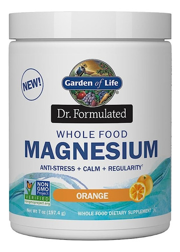 Garden Of Life Dr. Formulated Magnesio En Polvo Sabor Naranja 197.4g